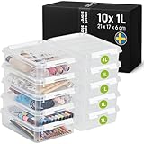 SmartStore Kleine Aufbewahrungsboxen 1L – 10 transparente und stapelbare Boxen...