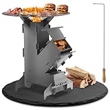 Eulenke Raketenofen mit Grillplatte und Feuerhaken, Rocket Stove Stecksystem aus...