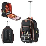 VEVOR Werkzeugrucksack mit Rollen, 50 kg Tragkraft, 72 Taschen, Werkzeugtasche,...