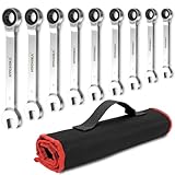 HYCHIKA Ratschenschlüssel Set, 9Pcs Ringschlüssel Set, Schraubenschlüssel set...