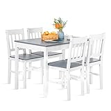 FURNITABLE Esstisch mit 4 Stühlen, Essgruppe Kiefer Holz für Esszimmer,...
