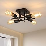 Goeco Deckenleuchte Vintage, Industrial Kronleuchter Lampe E27 4 Flammig Metall,...