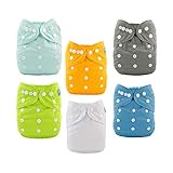ALVABABY 6 Pack Tasche waschbar Verstellbare Stoffwindeln Windeln + 12 Einsätze...