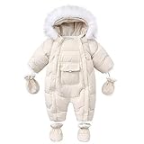 Baby Jungen Mädchen Winter Schneeanzug Kapuze Jacke Gestiefelt Strampler mit...