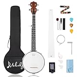 Mulucky 5-String Banjo Mini.28 Zoll Reise Banjo Sapele Körper Geschlossen Solid...