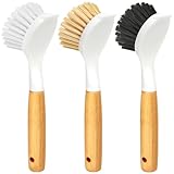 Holikme Spülbürste mit Bambusgriff, Küchenschrubber zum Reinigen von...