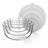Arendo - Salatschüssel aus Glas mit Deckel - Glasschüssel 4er Set - 700ml +...