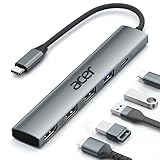 acer USB C Hub 5 in 1, Tragbarer 4K HDMI Adapter PD 100W, 3X USB A Datenport,...