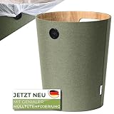 AMBIAVO® Papierkorb - 12L Büro Mülleimer mit Mülltütenfixierung, grün...