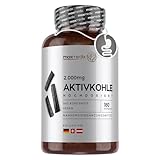 Aktivkohle Kapseln - Aus Kokosnussschale - 2000mg pro Tag - Für Blähungen &...