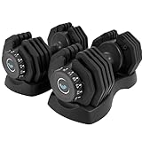 BRAINGAIN 15-in-1 Verstellbares Kurzhantel-Set 24 kg Paar | Platzsparende...