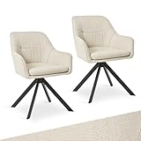 Goeurvant Drehstuhl Esszimmer Beige mit Armlehne, 2er Set drehbarer...