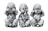 stoneandstyle Steinfigur 3er Set Buddha Mönche Nichts sehen, Nichts hören,...