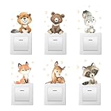 Herfair 12 Stück Aufkleber Lichtschalter Kinder, Cartoon Tiere Muster lustiger...