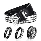 AKINSTER Nietengürtel, 4-Teiliges Set Studded Belt Nietenarmband Nietengürtel...