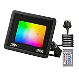 RGB LED Strahler 10W Fluter Außen Strahler 16 million Farben und 20 Modi Smart...
