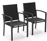 Flamaker Gartenstühle 2er Set Aluminium Outdoor-Stühle Belastbarkeit 140 kg...