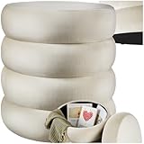 tectake® Hocker mit Stauraum, Scandi Sitzhocker Samt Stoff, Pouf, Polsterhocker...