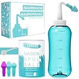 Nasendusche Set · 120x Nasenspülsalz (300g) · Messlöffel (1g) · 3 Aufsätze...