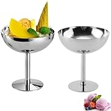 2 Stück Eisbecher Eisschalen Edelstahl Dessertschale Mit Fuß, 200ml Edelstahl...