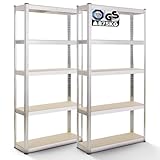Arebos 2er Set Schwerlastregal 180 x 90 x 40 | 875kg Tragkraft | 0,63 mm | 5...
