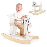 HOMASIS 2 in 1 Schaukelpferd Zebra, Baby Schaukelstuhl aus Holz, Weiß...