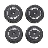 Perfeclan 4 Stück Gummi-Reifen & Felgen Set für 1/14 RC Auto 144001 Buggy...