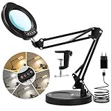 LED Lupenleuchte, 10X Lupe mit Licht 5 Farbmodi Stufenlos Dimmbar, LED...