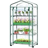 Ohuhu Gewächshaus klein Premium Foliengewächshaus mit Verriegelungsräder,...
