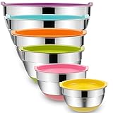 Rührschüsseln mit luftdichten Deckeln, 6-teilige Edelstahl-Metallschalen von...