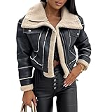 Yassiglia Damen Jacke Warm Elegant Kunstlederjacke Herbst Winter Bikerjacke...