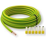 CusoTec Erdungskabel 6mm² Grün/Gelb mit 6 Aderendhülsen H07V-K Aderleitung...