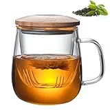 480ML Teekanne Glas, Glas Teetasse mit Deckel und Sieb, Borosilikatglas Tee...