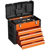HOMCOM Werkzeugkiste leer, 49,7 x 25,3 x 40,7 cm Werkzeugkasten mit 4...