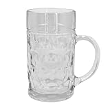 Boland 54249 - Bierkrug aus Glas, 1 Liter, Maßkrug für Party, Geburtstag oder...