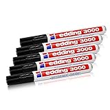 edding Permanentmarker 3000, schwarz, 1,5-3 mm, nachfüllbar, 5er-Pack