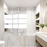 Vigevee Duschwand für badewanne, 120x140cm Duschwand, Faltbare 3 teilige Glas...