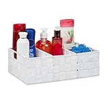 Relaxdays Aufbewahrungskorb mit Fächern, Kosmetik Aufbewahrung im Bad,...