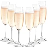 TOLASTO Kristall-Champagnergläser, 200 ml, 6 Stück, Geschenk für Geburtstag,...
