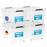 ATHLON TOOLS 4er Set 60l Aufbewahrungsboxen mit Deckel - BPA-freie &...