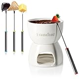 com-four® Premium Schokoladenfondue-Set - Keramikschale mit Teelichthalter und...