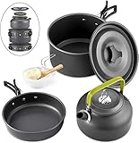 Qtiwe 10 Stück Kochgeschirr Kit Picknick Töpfe Kochgeschirr Camping Set für...