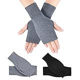 Kieswan 2 Paar Fingerlose Handschuhe Unisex, Gestrickte Pulswärmer Damen...