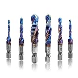 Treki 6 Stück Kombi Gewindeschneider Bit Set M3 M4 M5 M6 M8 M10, Manuell...