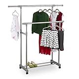 Relaxdays Kleiderständer mit 2 Kleiderstangen, Garderobe auf Rollen,...