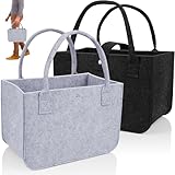 PUWOWYE 2 Stück Filztaschen Shopper, Filztasche, Faltbar Tragetasche Shopping...