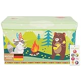 Bieco Aufbewahrungsbox mit Sitzhocker Waldtiere mit Stauraum und Deckel mit...