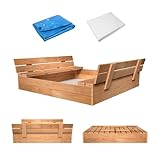 MAMOI Sandkasten mit Deckel 120x120 Sandbox Imprägniert Sandkiste mit...