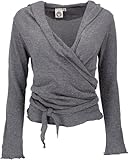 GURU SHOP Wickelshirt, Baumwollstrick Pullover, Wickeljacke - Granitgrau, Damen,...