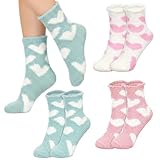 LIQWEI 3 Paar Kuschelsocken Damen, Schlafsocken Damen Flauschige Socken Aus...
